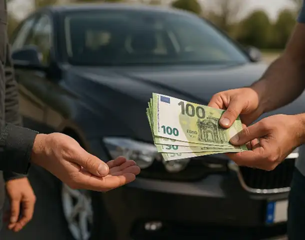 Ein erfolgreicher Barkauf beim Autoankauf in Eberswalde, bei dem der Kunde sein Fahrzeug verkauft.